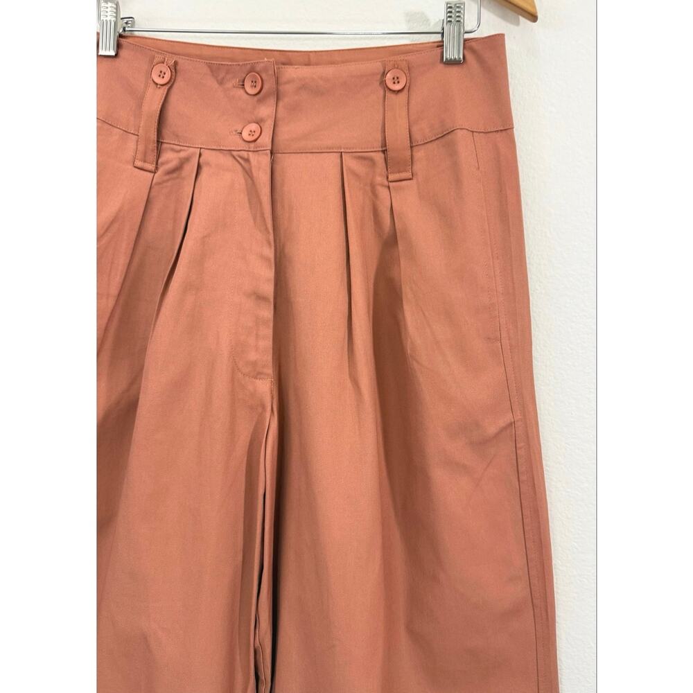 Anthropologie Tiny Ulysses Wide Leg Pants Rust Cotton Poplin High Rise NWT Sz L - Picture 7 of 13